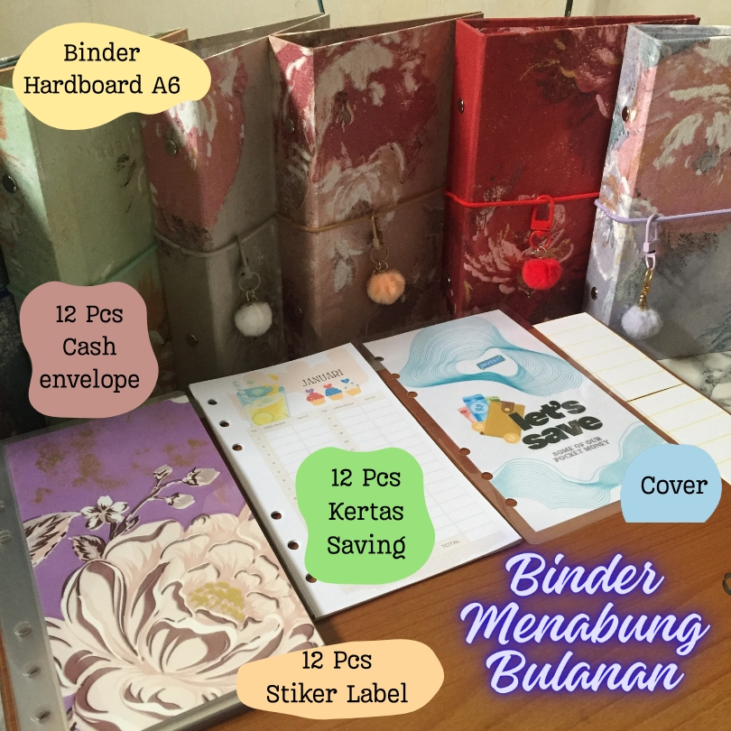Paket Lengkap Binder Menabung Bulanan Januari - Desember dengan 12 pcs Cash Envelope Penyimpan Uang