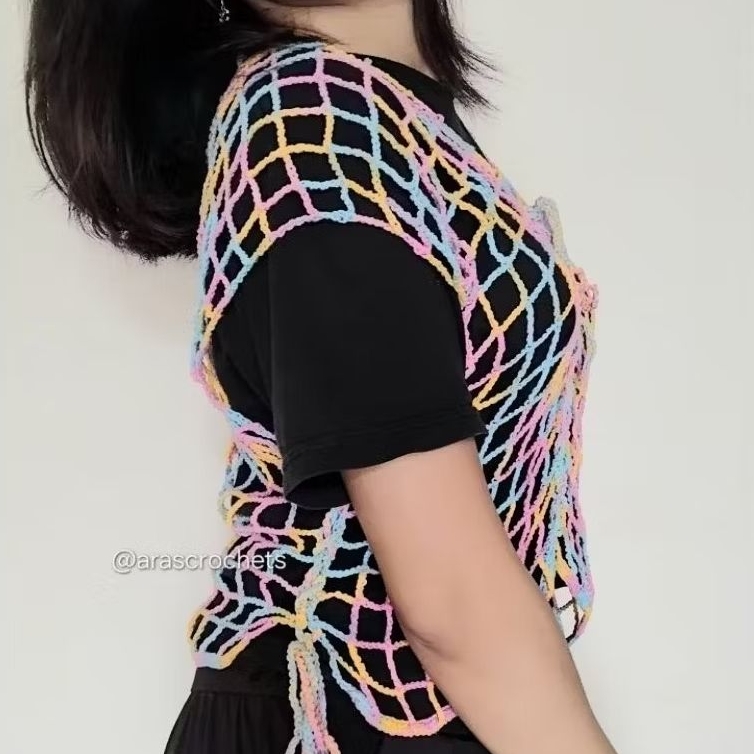 Ara's Crochets Vest Mesh Rainbow | Rompi Jaring Rajut | Handmade