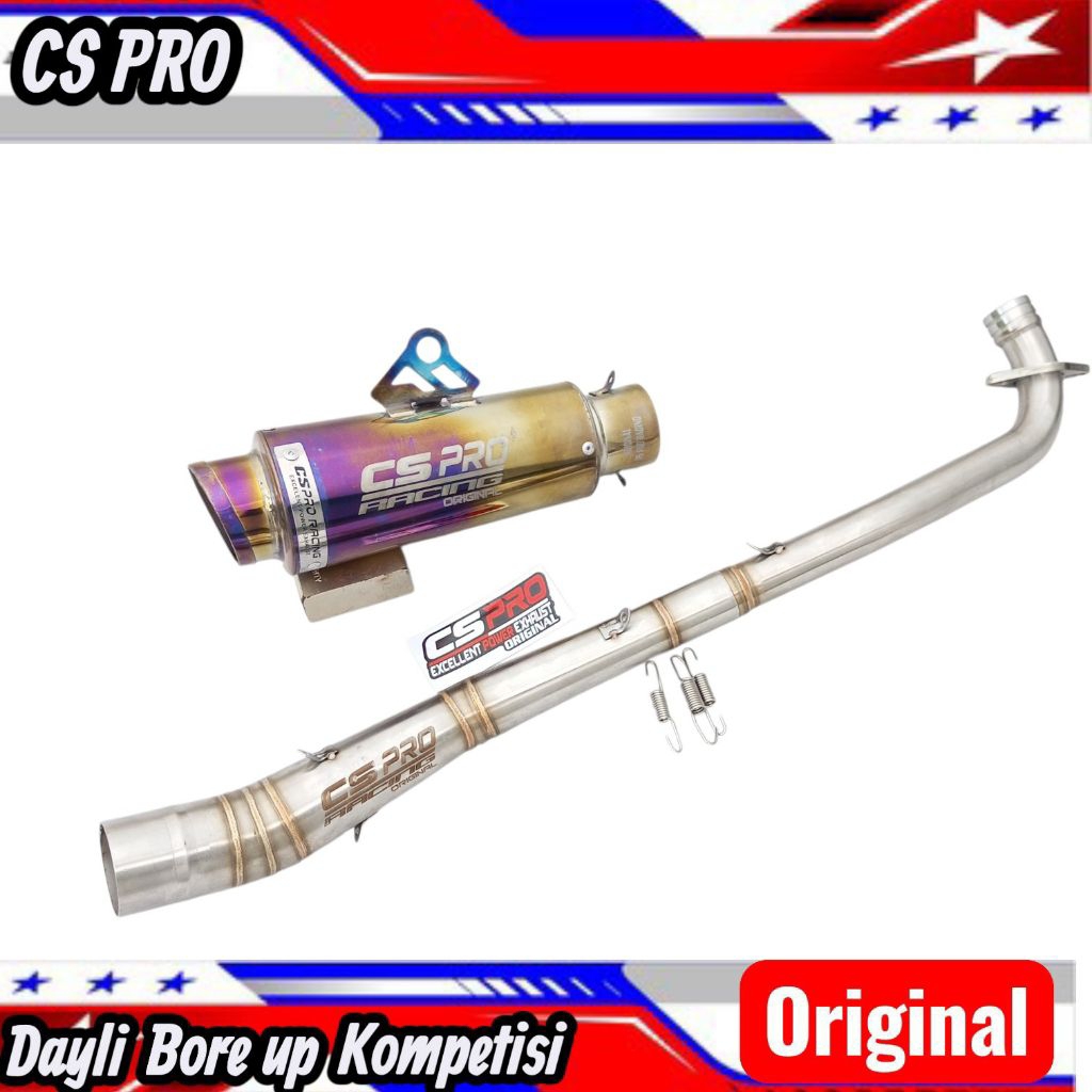 knalpot racing ORI CS pro tr1 blugold fulsystem knalpot Jupiter Vega ZR Supra 125 Supra 110 smash Sh