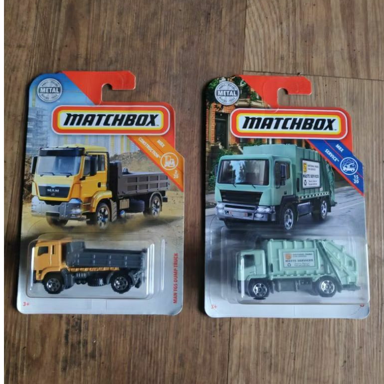 matchbox 2pcs MBX garbage king national parks hijau dan man tgs dump truck yellow kuning truk sampah