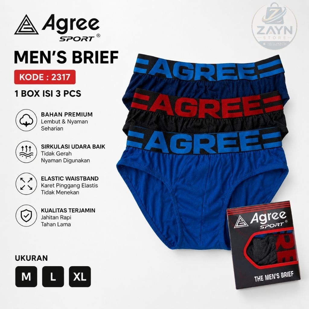 ( 3pc ) CD Agree 2317 Sport, Celana Dalam Pria, CD Pria, Celana Dalam Agree CD Agree CELANA DALAM PR