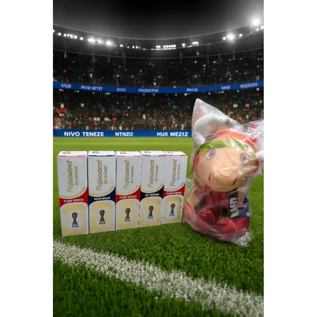 PAKET BUNDLING  5 pcs Pastagigi Pepsodent edisi Piala Dunia FIFA 2026 Free MASKOT Boneka