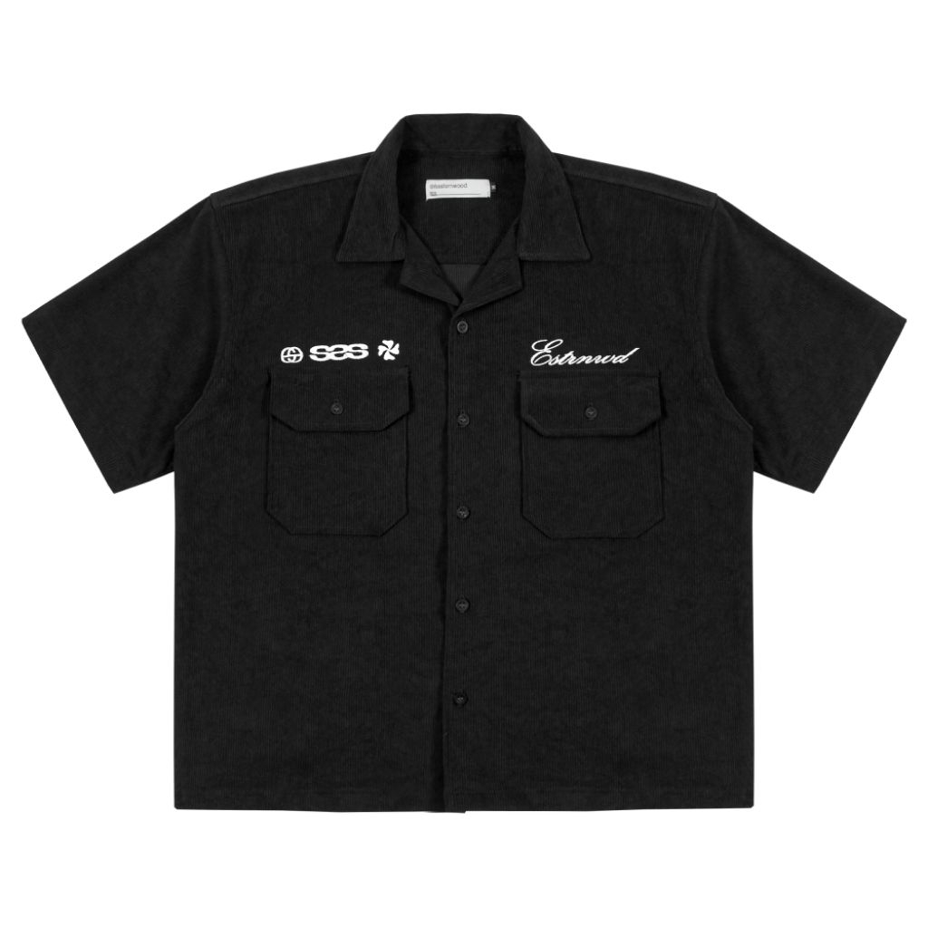 Easternwood Kemeja Corduroy Boxy Oversize workshirt Corduroy Oversize Hitam Black