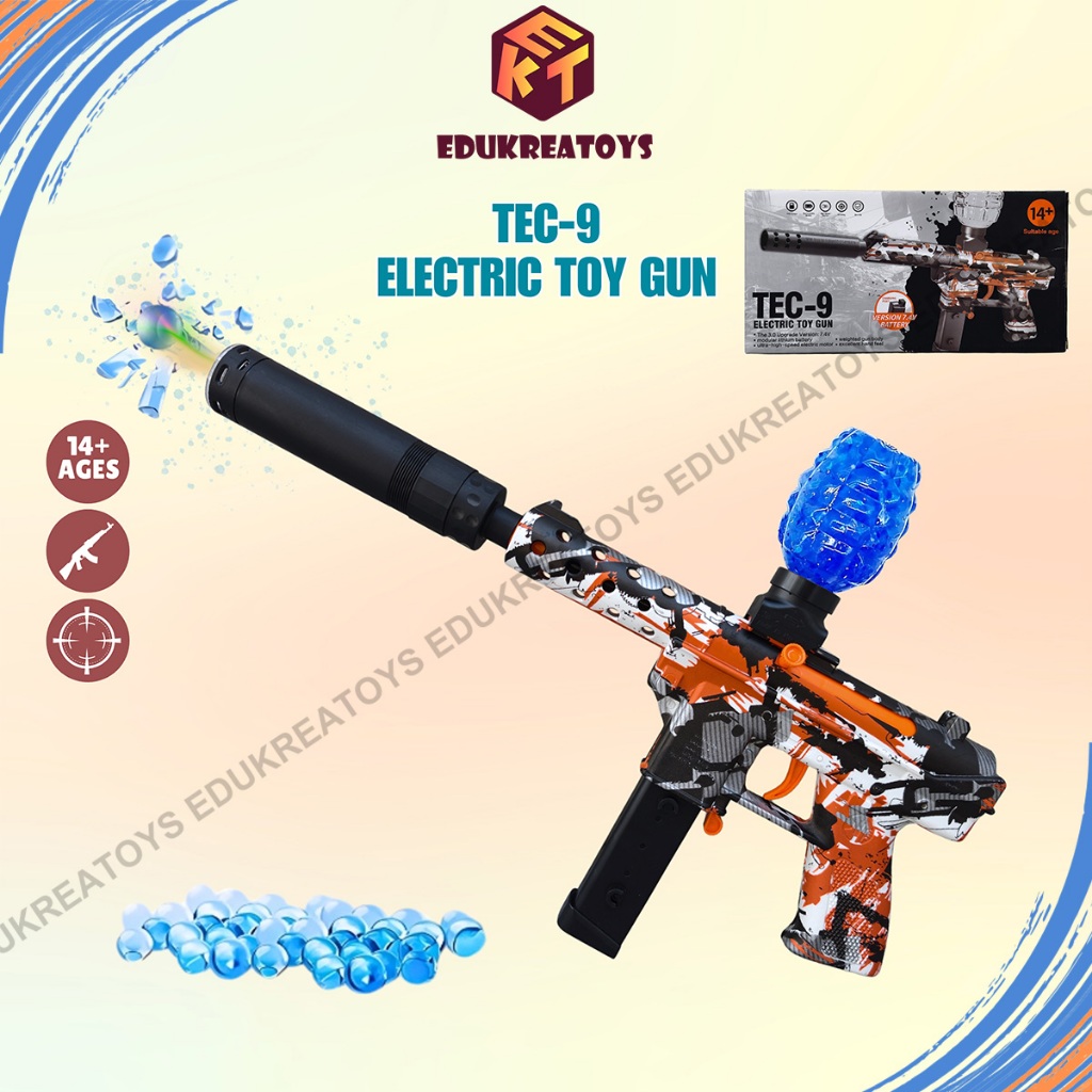 Tembakan water beads Tec-9 elektrik otomatis mainan anak