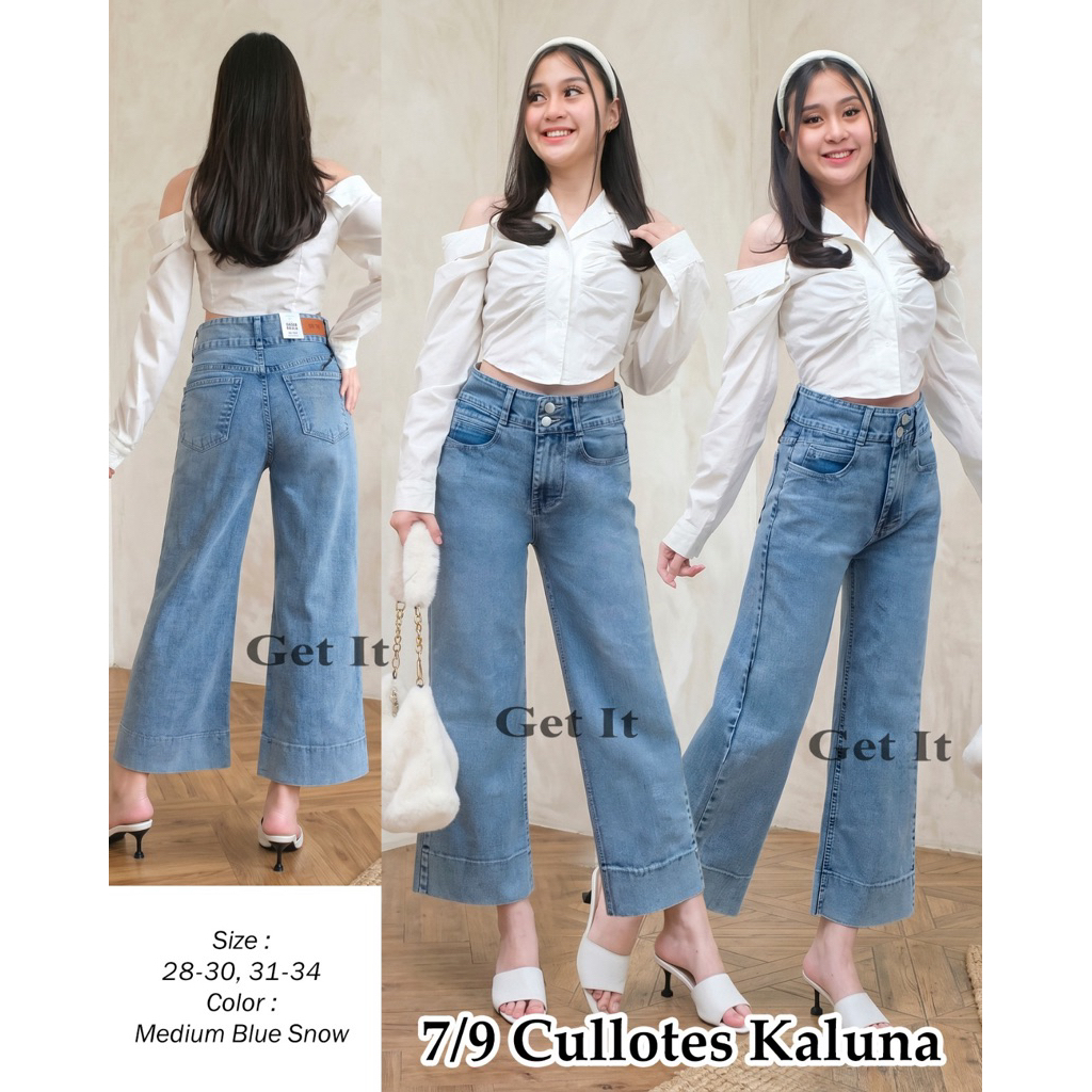 Celana Jeans Kulot 7/9 Kancing 2 Kaluna Wanita  Stretch Get It Jeans Premium Quality