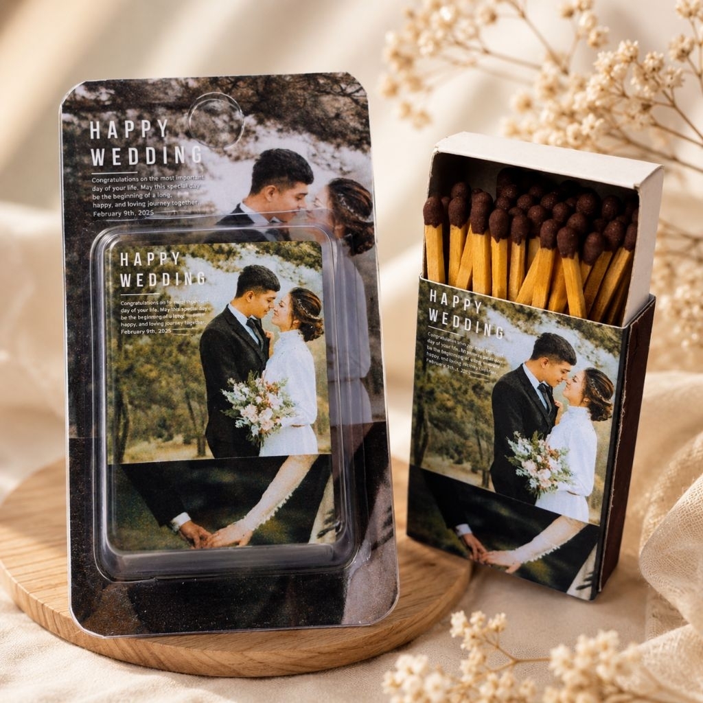 LUXEMATCH - Souvenir Pernikahan, Gift Hotel & Restoran, Hadiah Acara Spesial-Korek Api Kayu Custom F