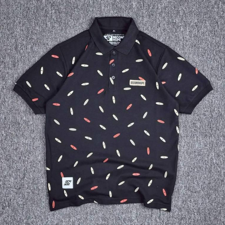 T-shirt Polo Distro Pria Original 100% SecondHope Model Bordir Simpel Terbaru Bahan katun Pique Hexa