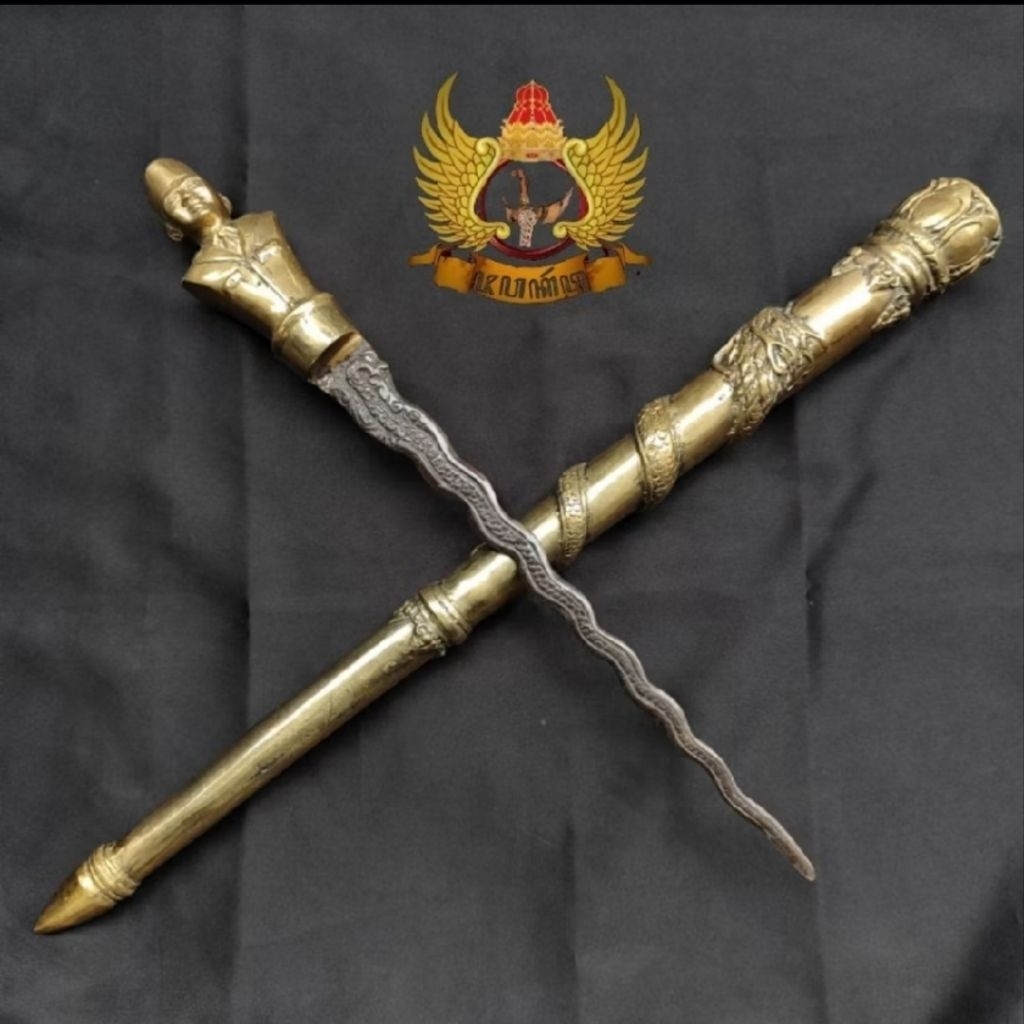 Tongkat Komando Model Pak Karno / Soekarno dan Ular Naga Bahan Kuningan