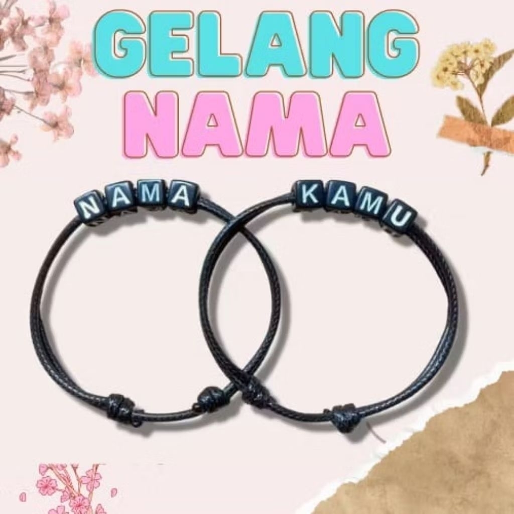 Gelang Tali Hitam Huruf Dan Inisial