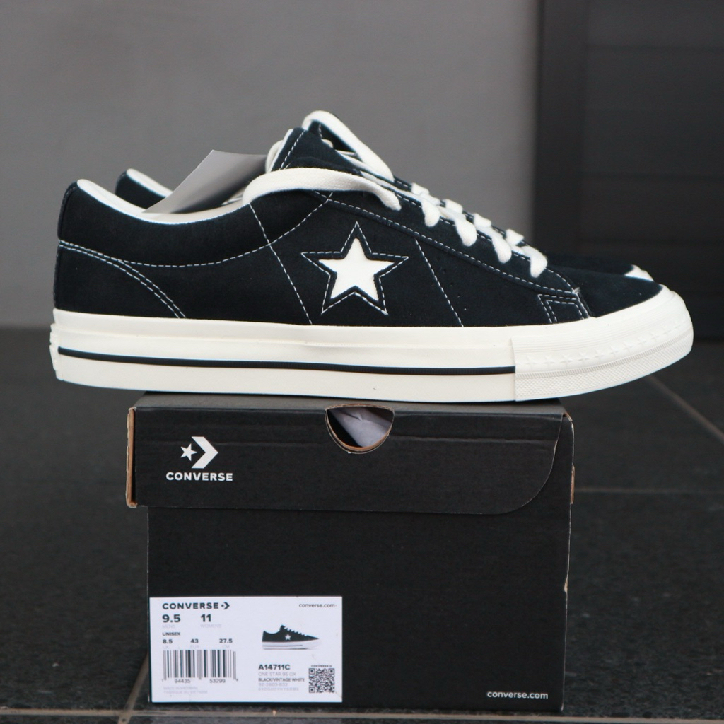 Converse One Star 95 Black Vintage White Resmi