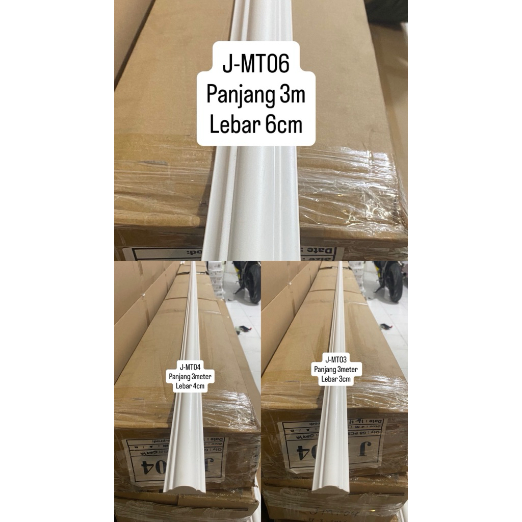 Lis molding pvc panjang 3m kode J-MT Lis dinding dekorasi rumah