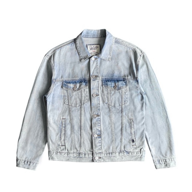 WHO.A.U distressed trucker denim jacket washed light blue jaket jeans outer type III