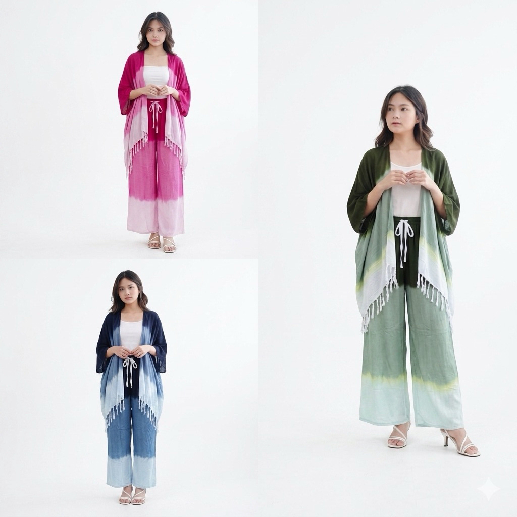 SETELAN CARDIGAN MOTIF GRADASI || SETCEL TIE DYE BALI