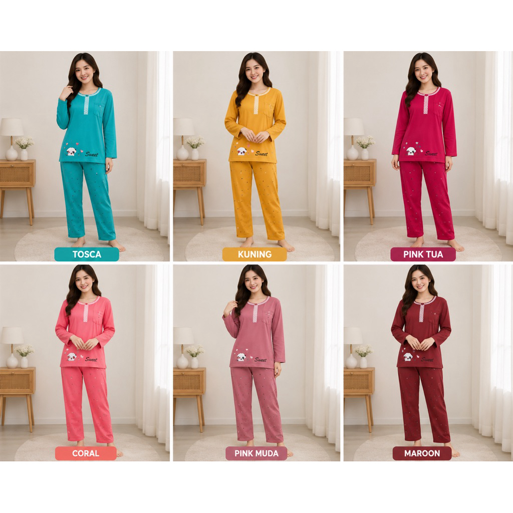 BAJU TIDUR PP DEWASA / BAJU TIDUR LENGAN PANJANG / BAJU TIDUR PANJANG MURAH / BAJU TIDUR KAOS / BAJU