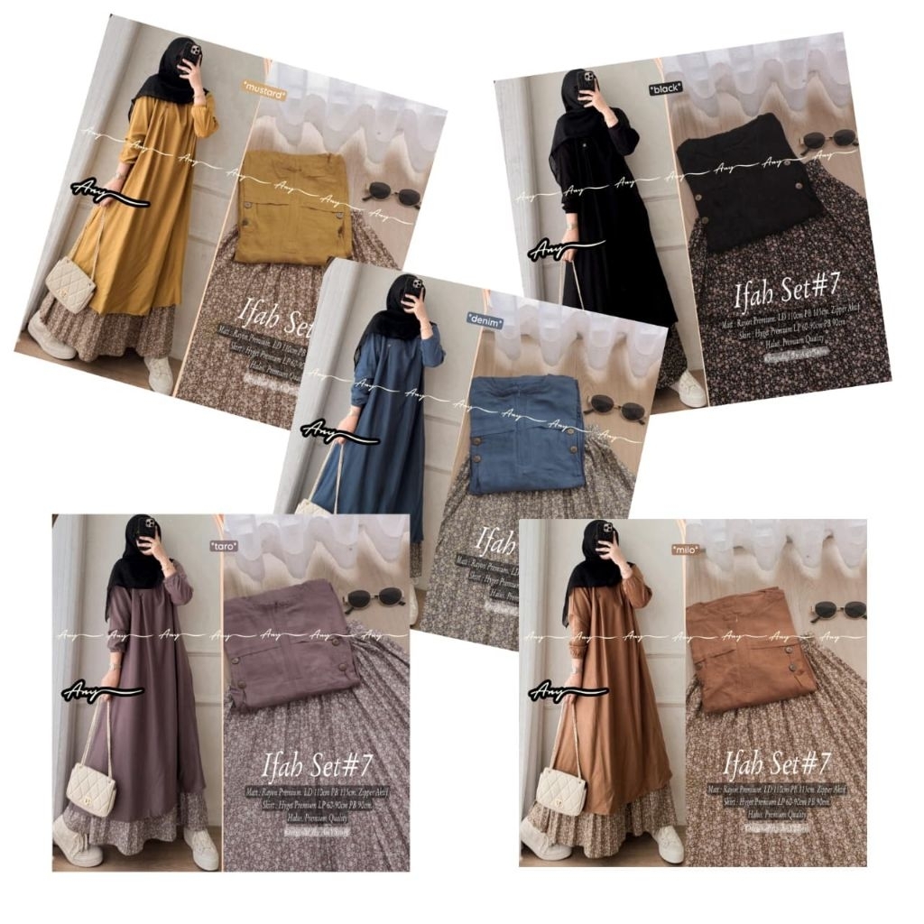 IFAH SET BY ANY STORE SET ROK PLISKET LONG TUNIK RAYON PREMIUM SET ROK WANITA KEKINIAN