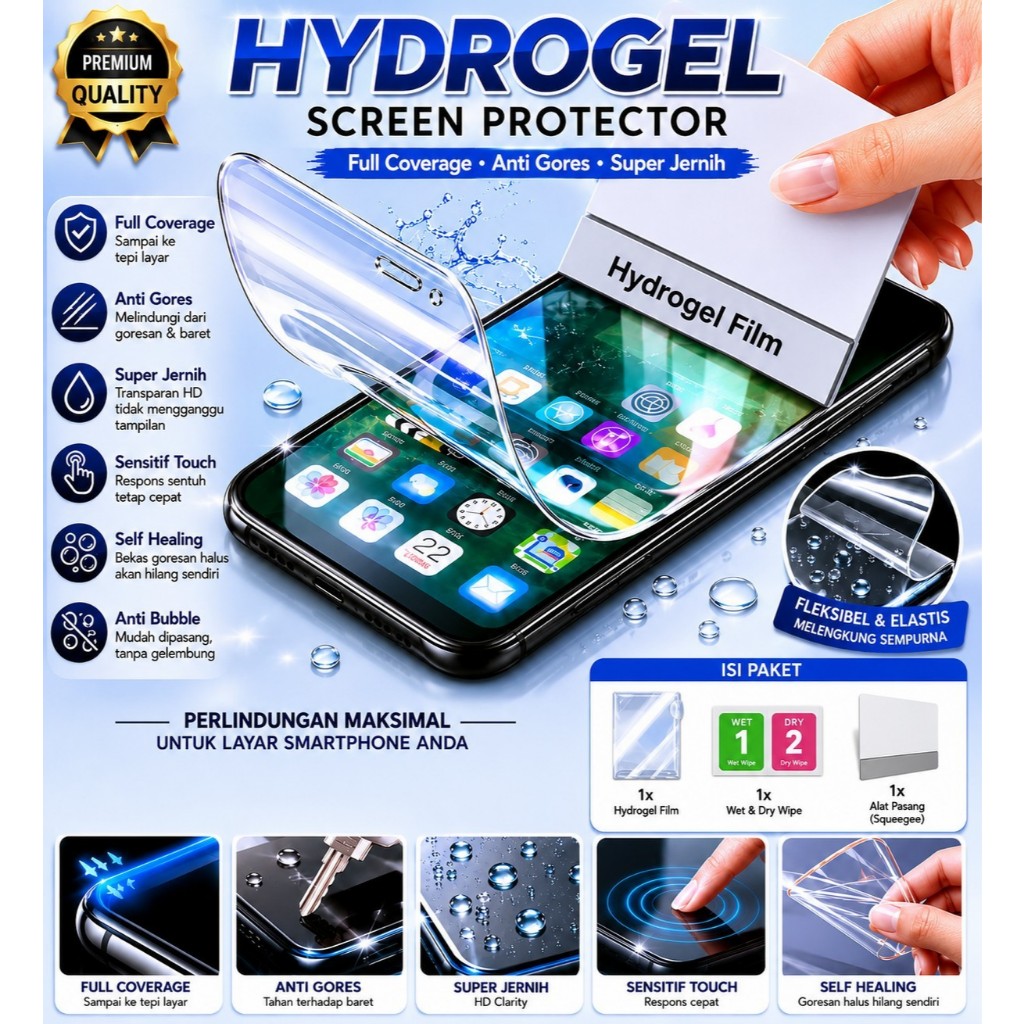 Anti Gores Hydrogel Screen Protector Self Healing Full Cover Untuk Handphone Apple Iphone SE 2 3 3G 