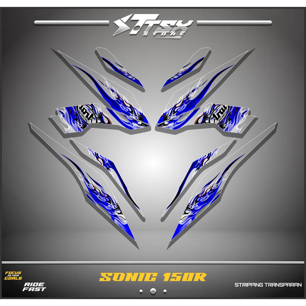 STRIPING TRANSPARAN HONDA SONIC 150R/VARIASI STIKER SONIC 150R MTF API ARAI KEREN