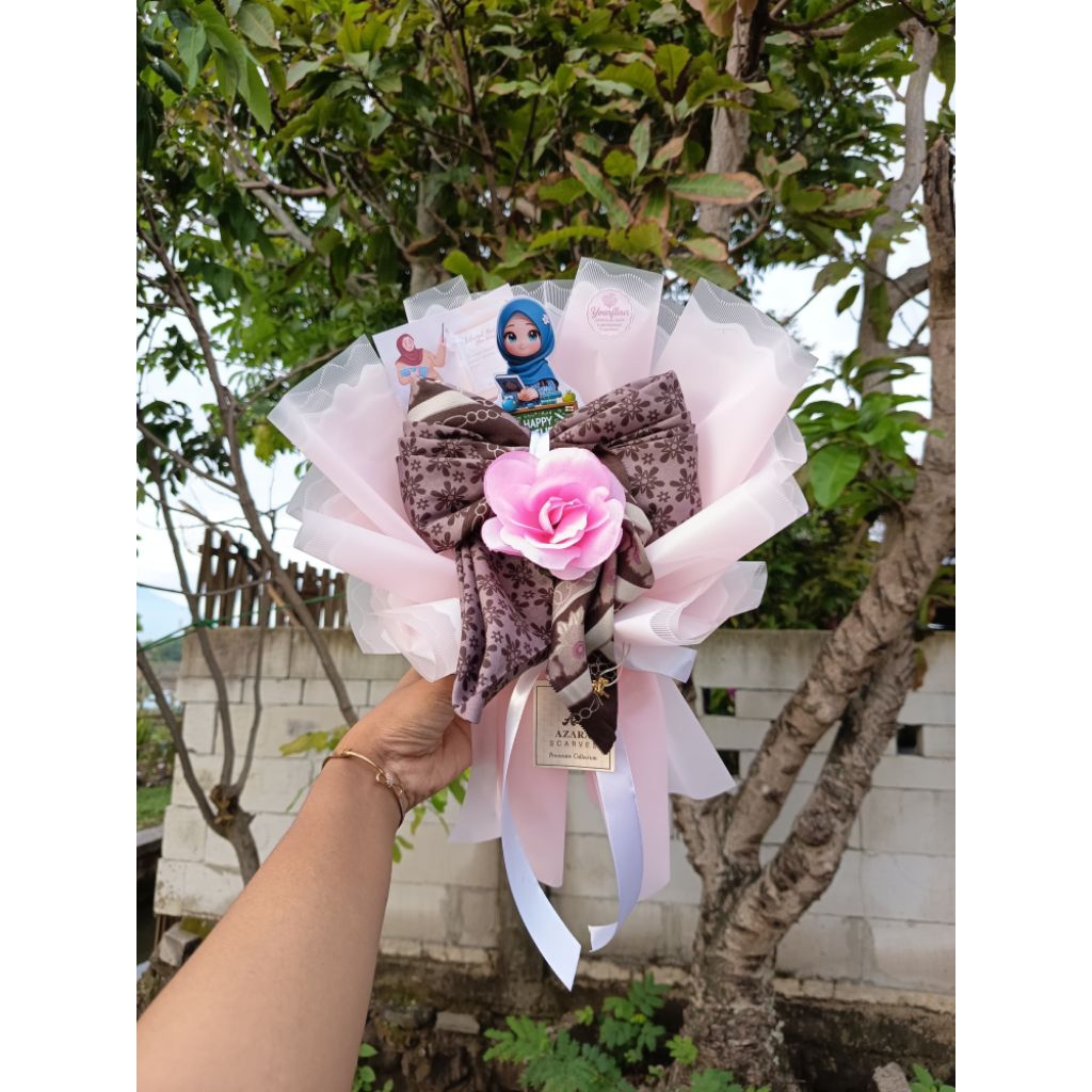 Ribbon Hijab Bloomy | Buket Hijab Estetik Bentuk Ribbon