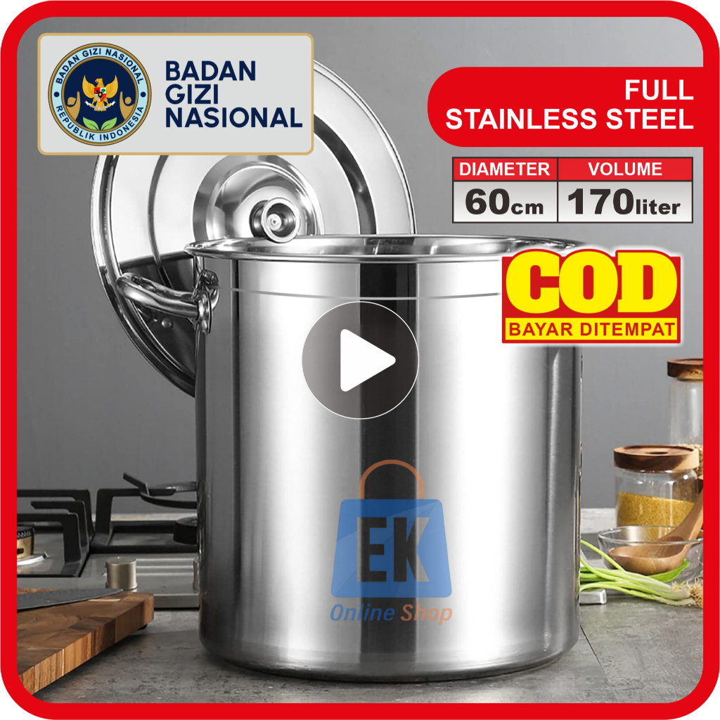 Panci Stainless 60cm - 170L | Dandang Stainless Steel | Panci Stainless Steel Tebal | Panci Jumbo