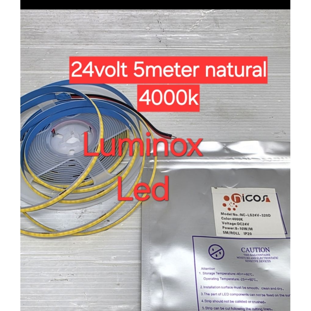 strip cob 24volt 3000k 4000k 6000k 5mtr / strip light COB putih,warm,natural 24v 5meter