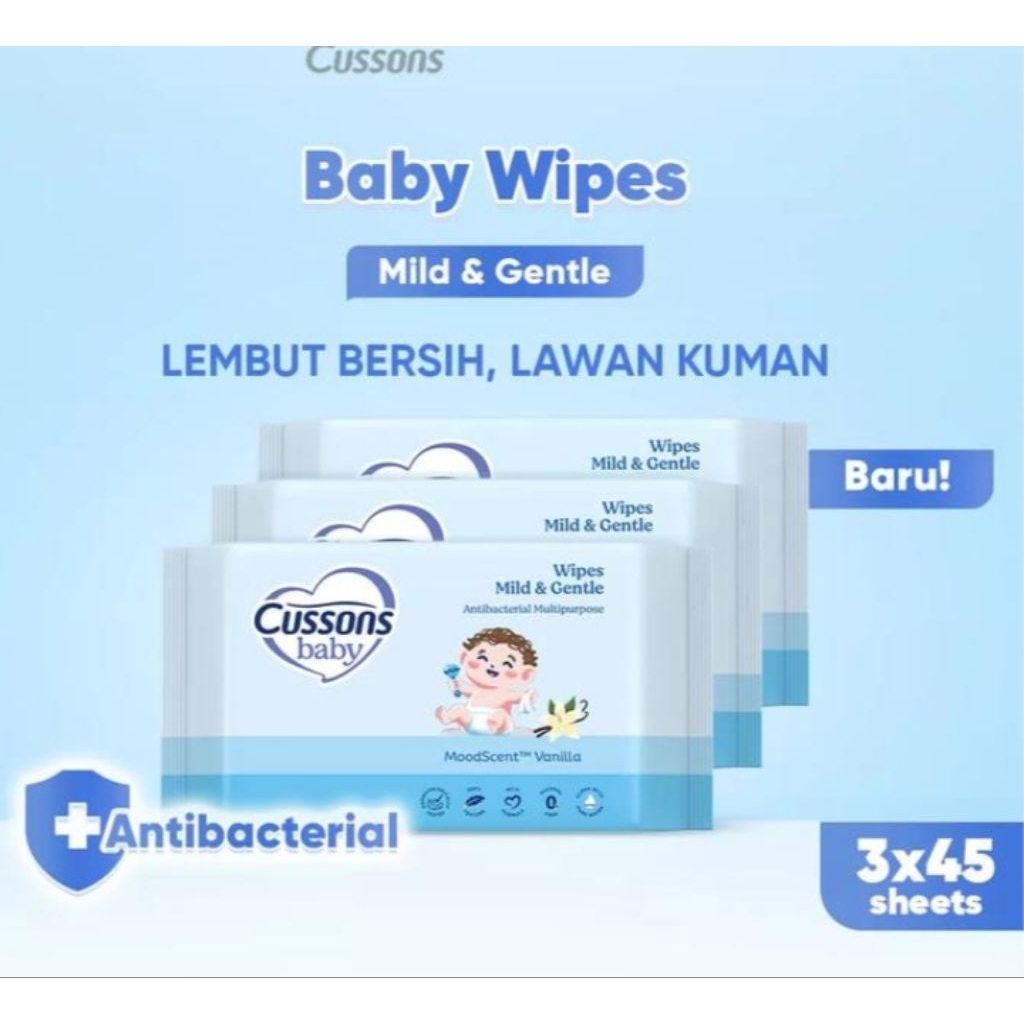 Baby Wipes
AntiBacterial + Vanilla

45s x 3

PZ

Cussons