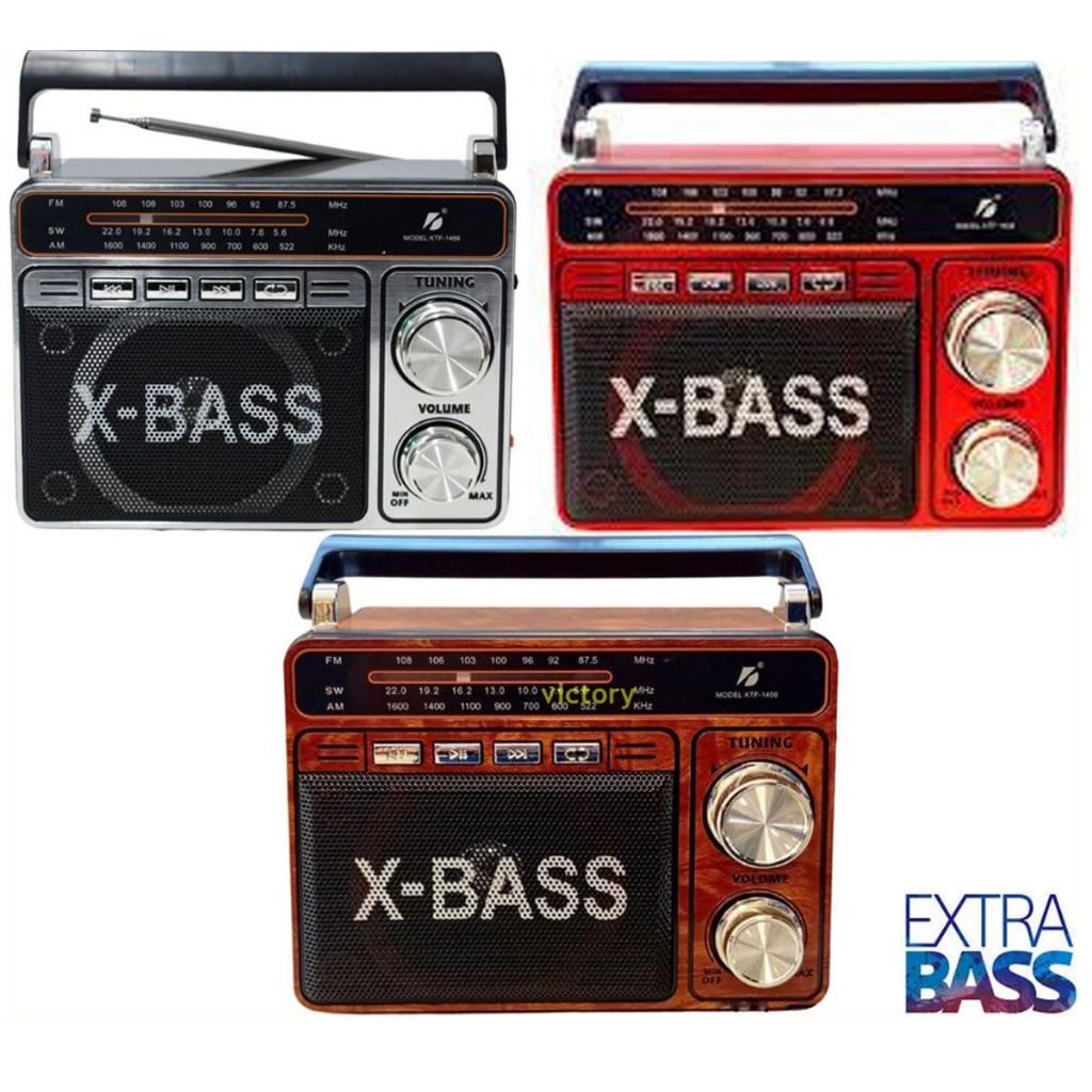 Radio Klasik Radio X-Bass ktf 1466 FM Radio Bluetooth Super Bass