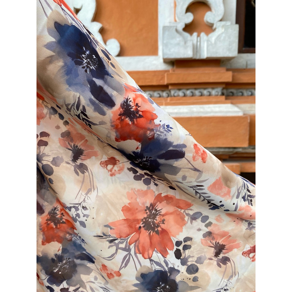 Kain Kebaya Sifon Lukis Bunga Bali