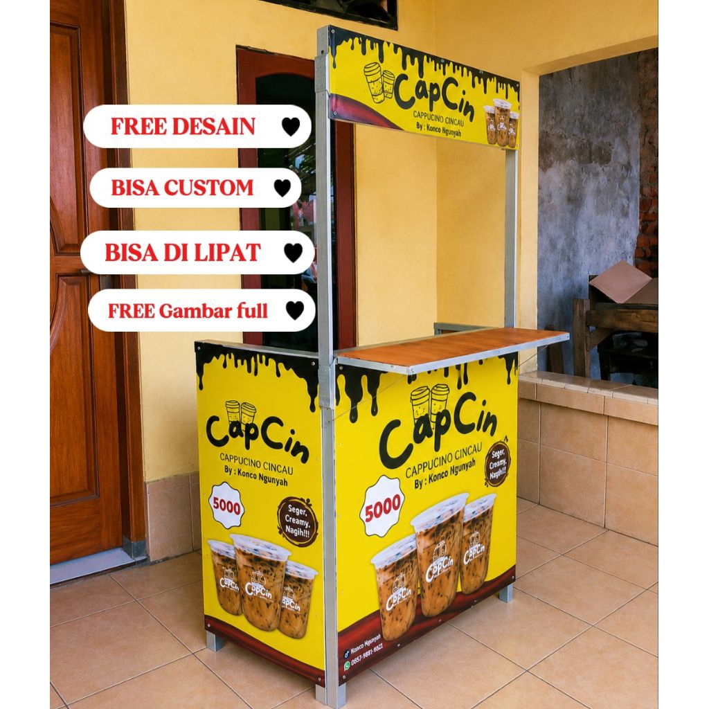 Booth Jualan Lipat Portable Custom Banner Meja UMKM Stand Bazaar