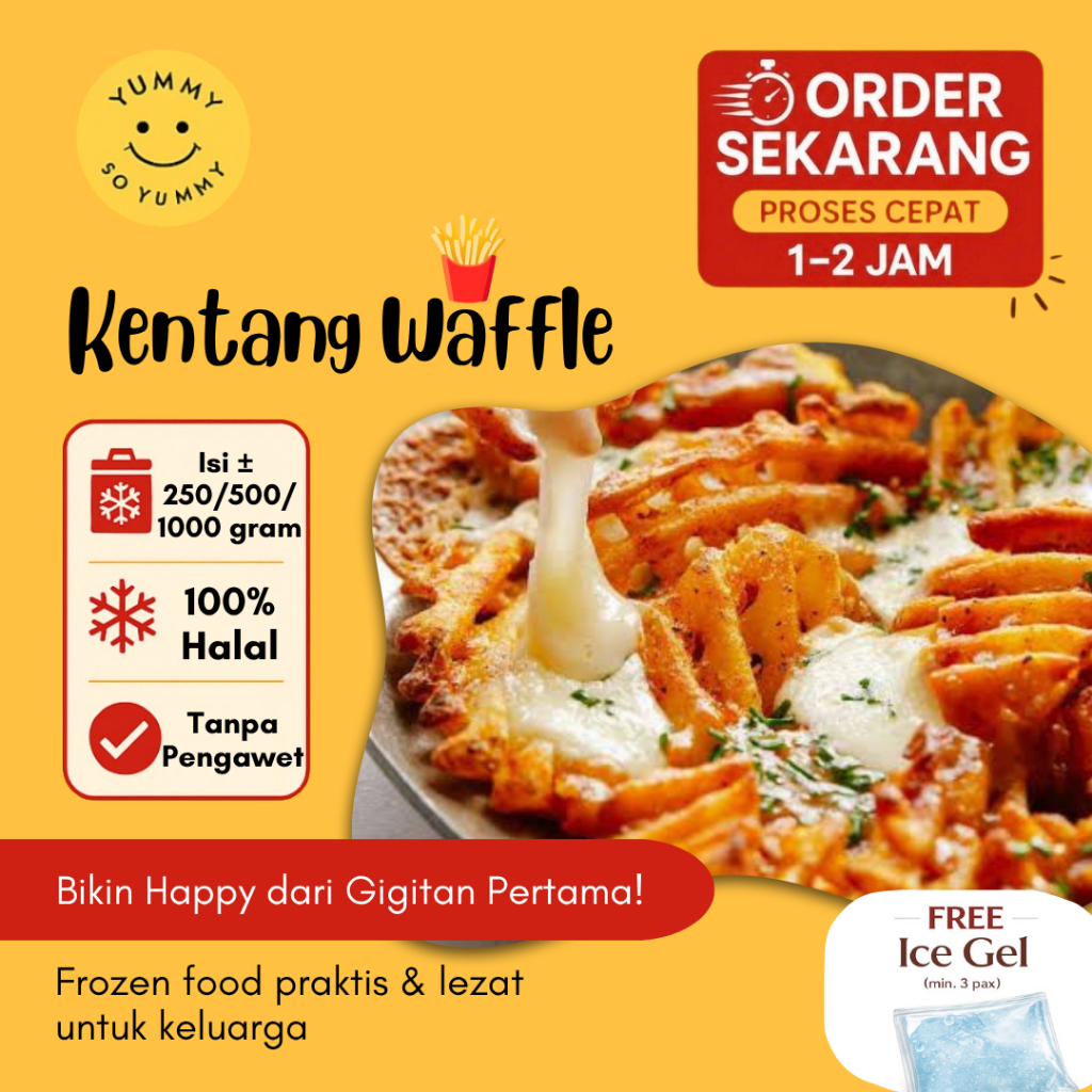 Kentang Waffle Crisscut Fries Makanan Beku Kentang Goreng Frozen