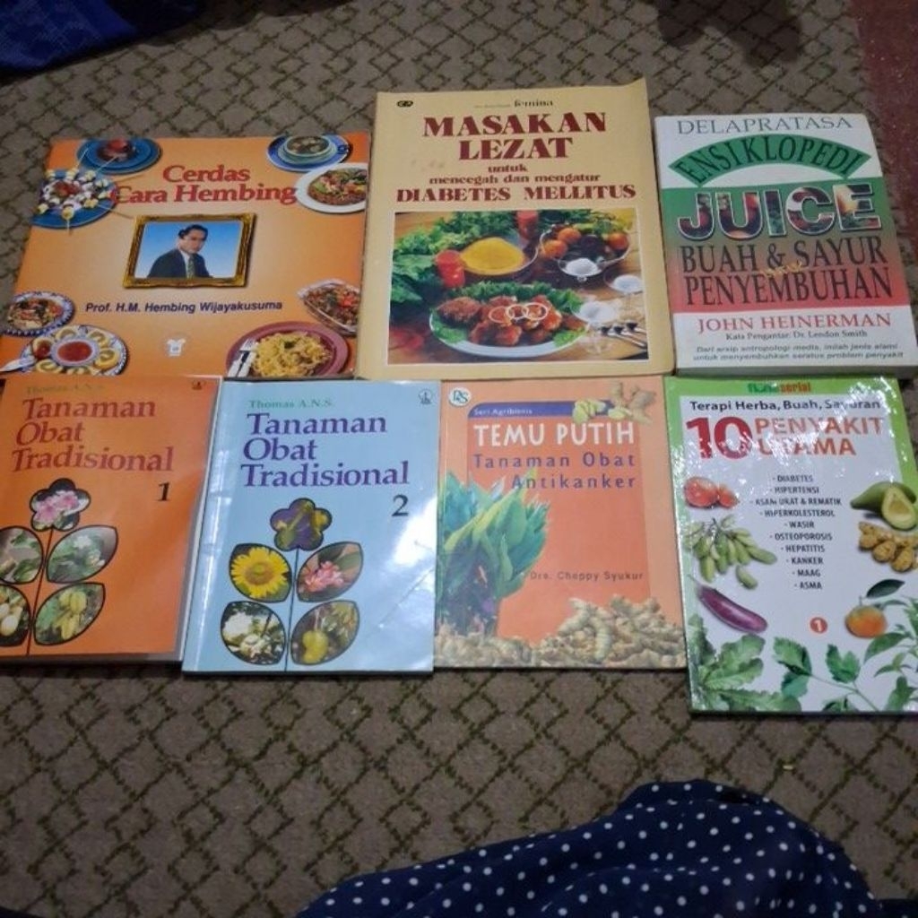 CARA CERDAS HEMBING,TANAMAN OBAT JILID 1 & 2,TERAPI HERBA BUAH SAYURAN 10 SAYURAN UTAMA,TEMU PUTIH T