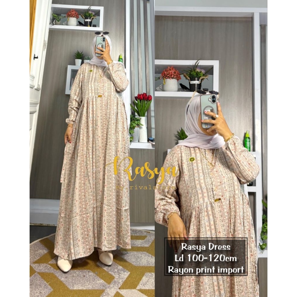 MIDI/DRESS RAYON PREMIUM MOTIF SALUR BUNGA KECIL RASYA