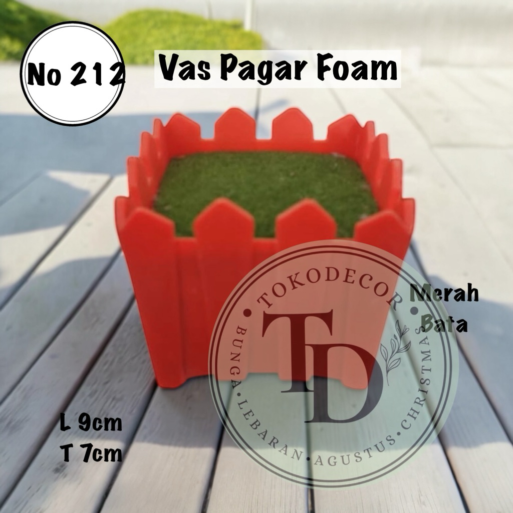 Dekorasi Pot Vas Bunga Pagar / Pot Pagar Foam Merah