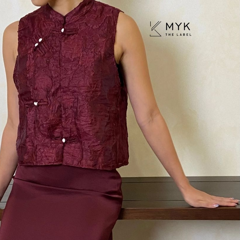 MYK.TheLabel Yue Cheongsam Top Atasan Bordir Wanita Modern