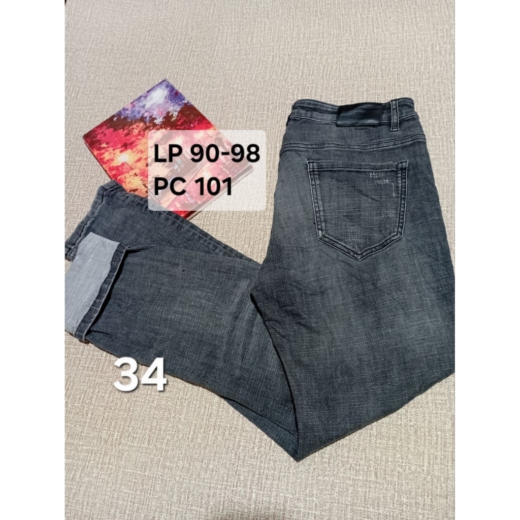 CELANA JEANS DENIM WASHED WISKERS FADING