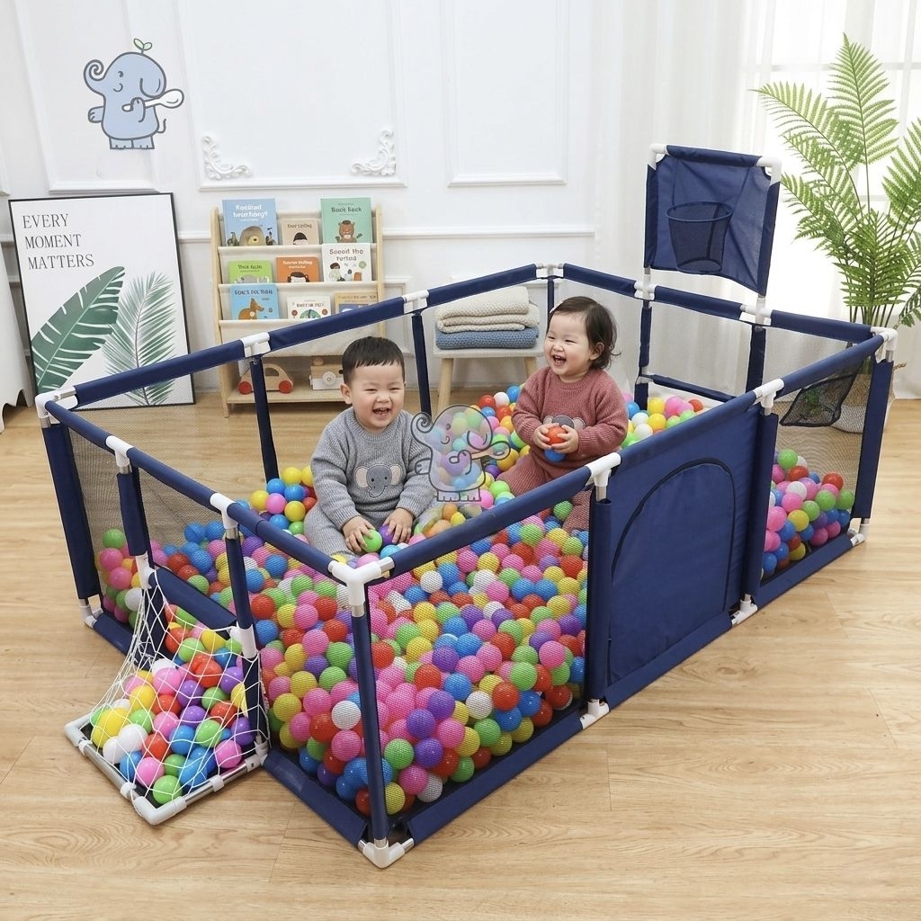 [moon baby] Kolam Mandi Bola Anak Pagar Bayi Pagar Mainan Anak Keranjang Mandi Bola Anak 180*120*60 