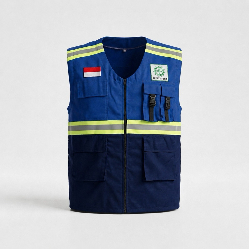 rompi safety|rompi sefti|rompi proyek|rompi k3|rompi HSE Warna biru Kombinasi Biru Navy