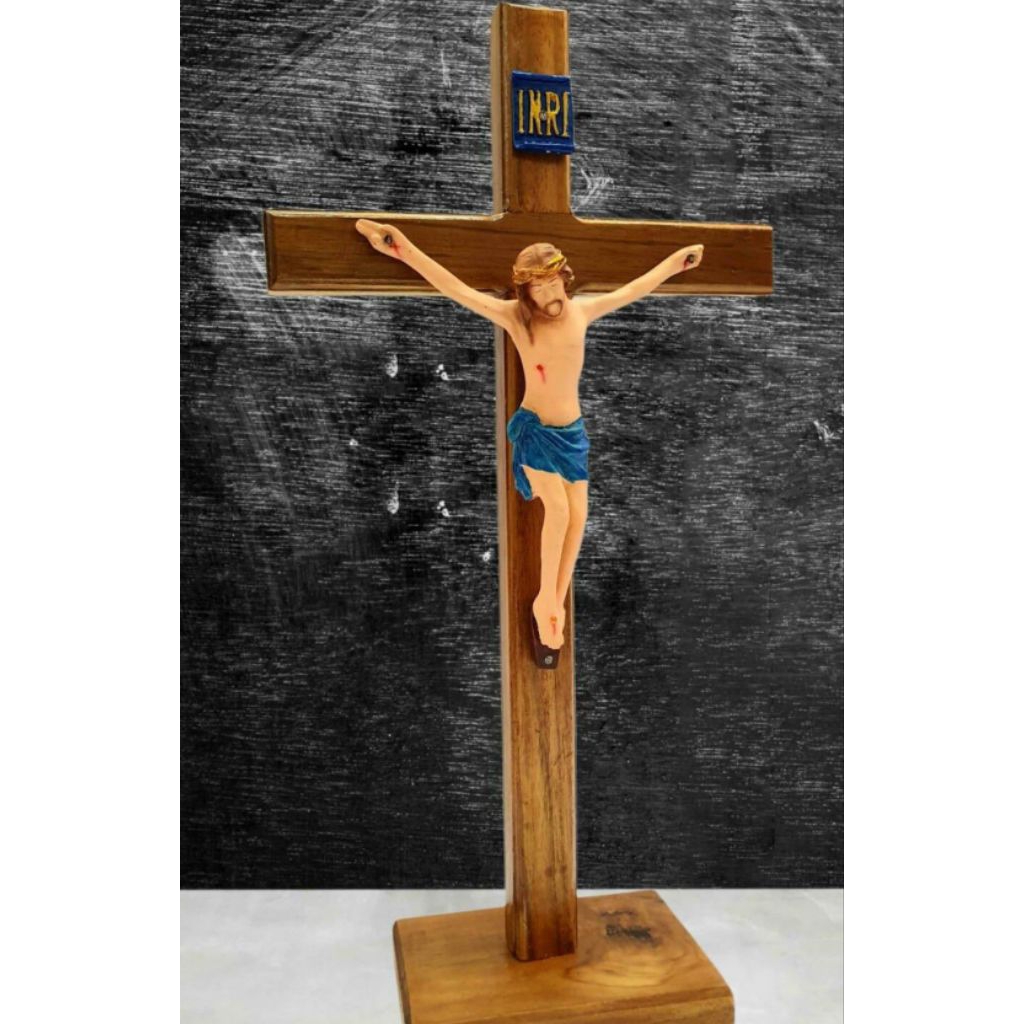 Salib Duduk Corpus/Salib Duduk Patung Yesus Kayu Jati