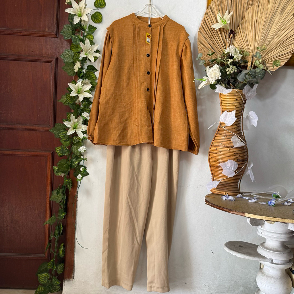Set Blouse Celana Panjang Coklat