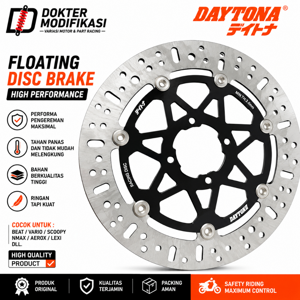 PIRINGAN CAKRAM FLOATING DAYTONA MX KING 150 DISC ROTOR FLOATING ORIGINAL DAYTONA MX KING NEW PIRING