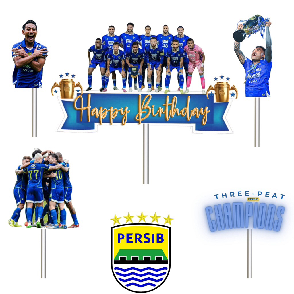 Topper Persib / Topper cake / Hiasan kue Tema PERSIB BANDUNG / Hiasan kue Kekinian