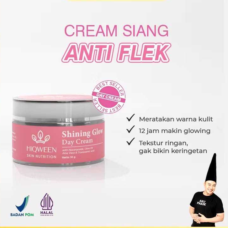 hiqween  SHINING GLOW DAY CREAM Krim Siang Malam Niacinamide Mencerahkan Flek Melasma