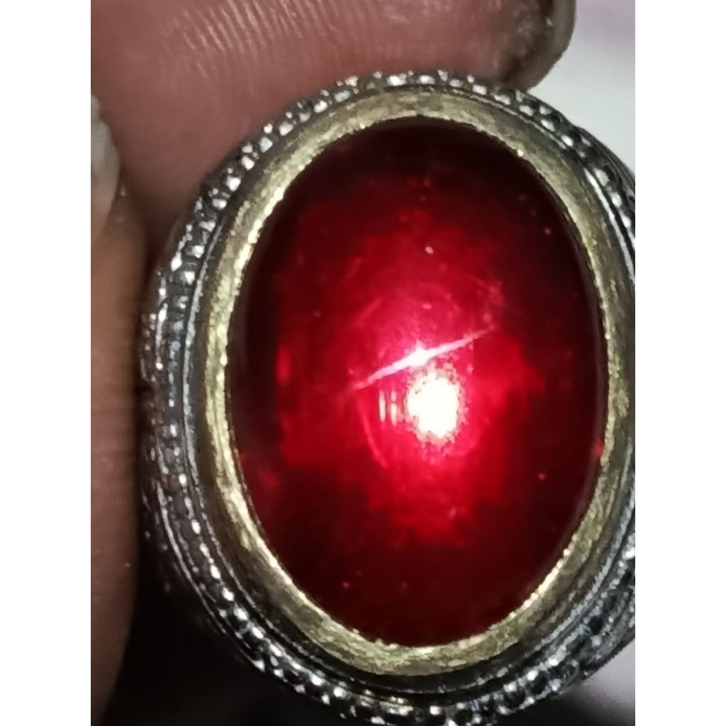 batu Mirah siam delima tampilan mewah ikat alpaka krum no 7