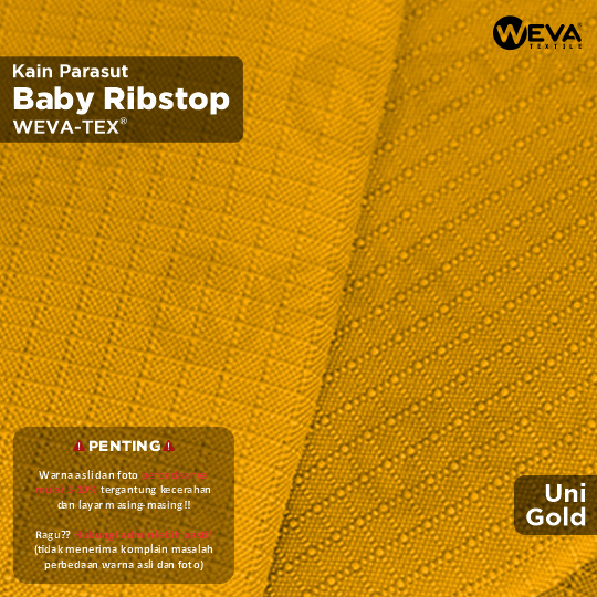 BABY RIBSTOP Bahan Kain Micro Ribstop Kain Jaket Parasut Waterproof Kuning Emas 15