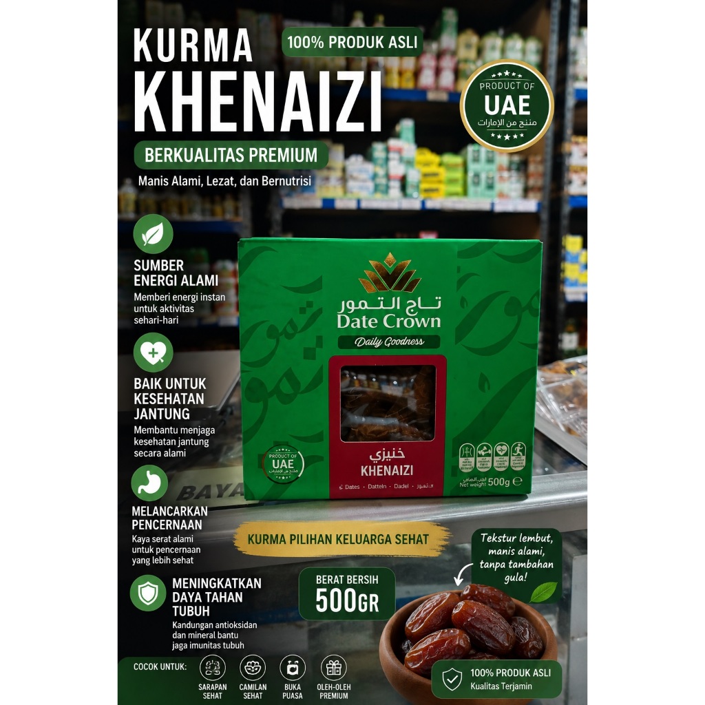 Kurma Date Crown Khenaizi 500 gr BOX