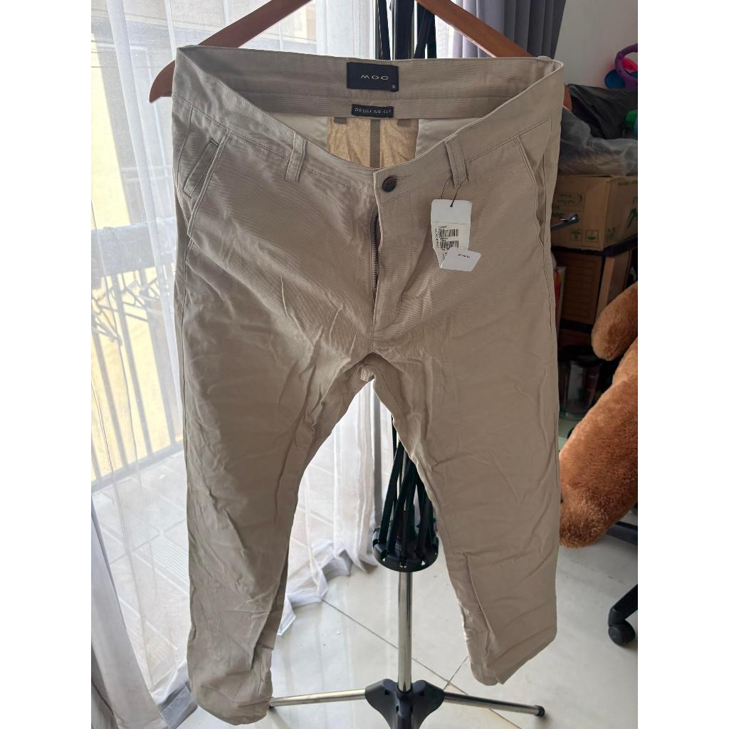 Celana Panjang Chino Pria MOC Original Khaki Krem Regular Fit Size 32 BNWT