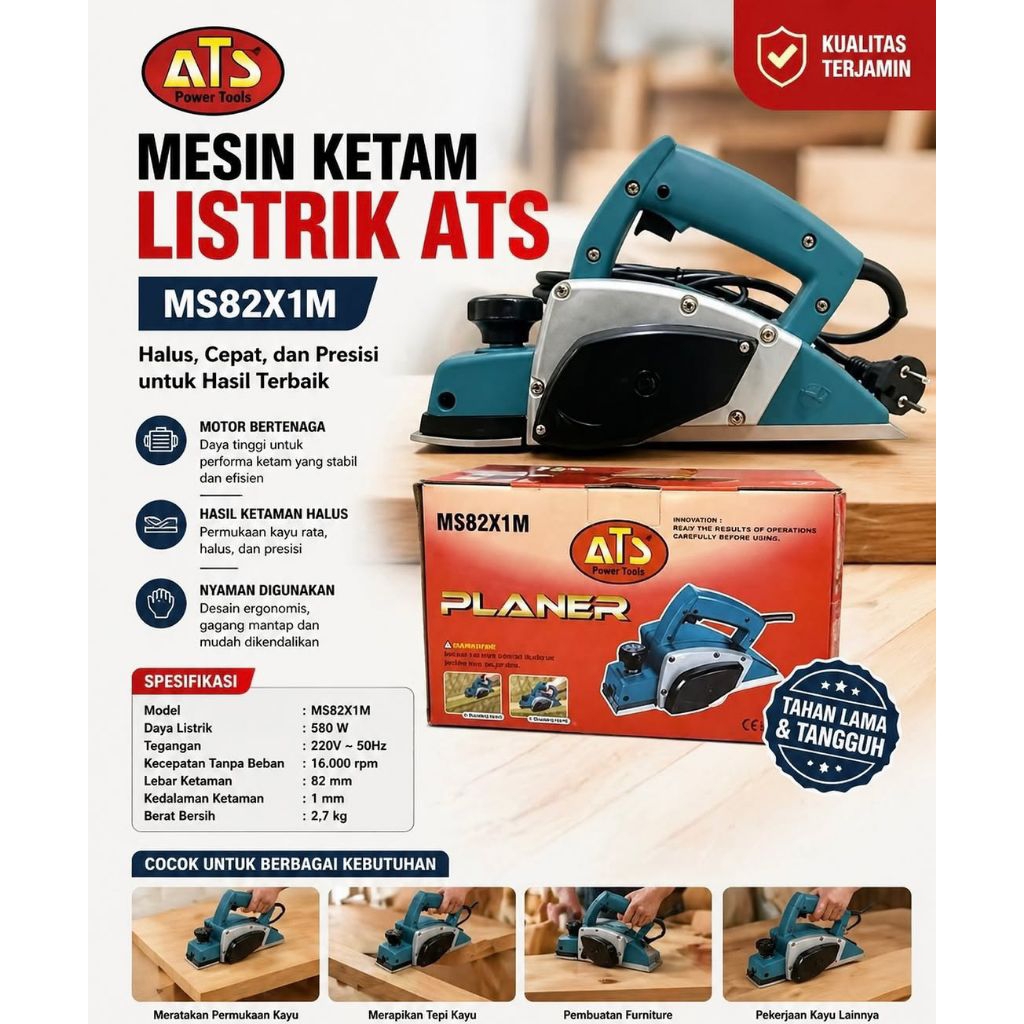 Mesin Ketam Listrik ATS/Planer Serut Kayu