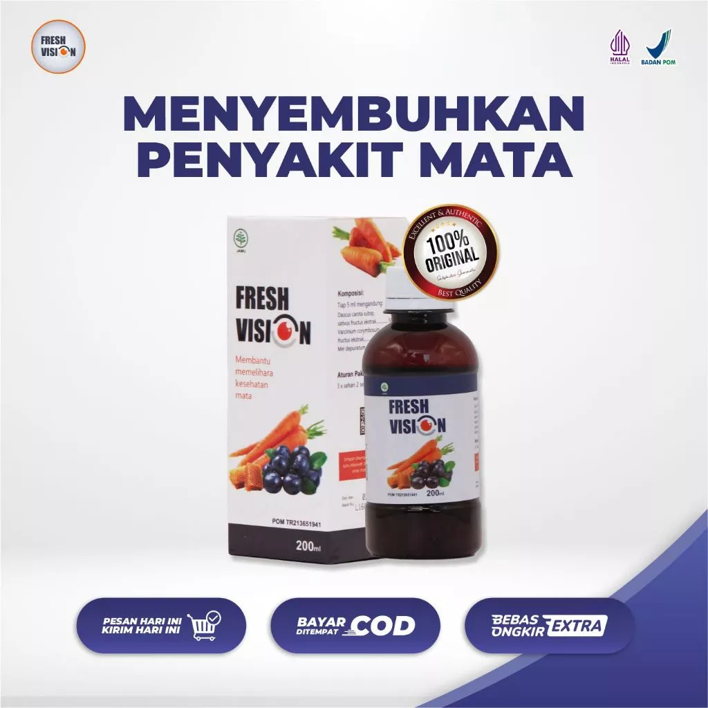 Fresh Vision Vitamin Obat Mata Original Atasi Mata Minus Katarak Glukoma Buram Isi 200 ml