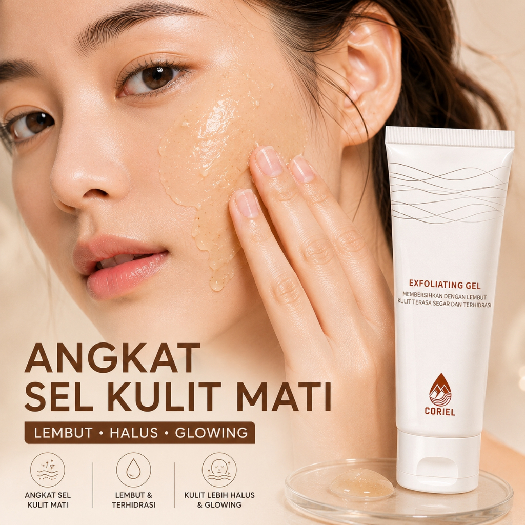 CORIEL Exfoliating Gel BPOM Halal Gentle Daily Peeling Gel Angkat Sel Kulit Mati Wajah & Leher