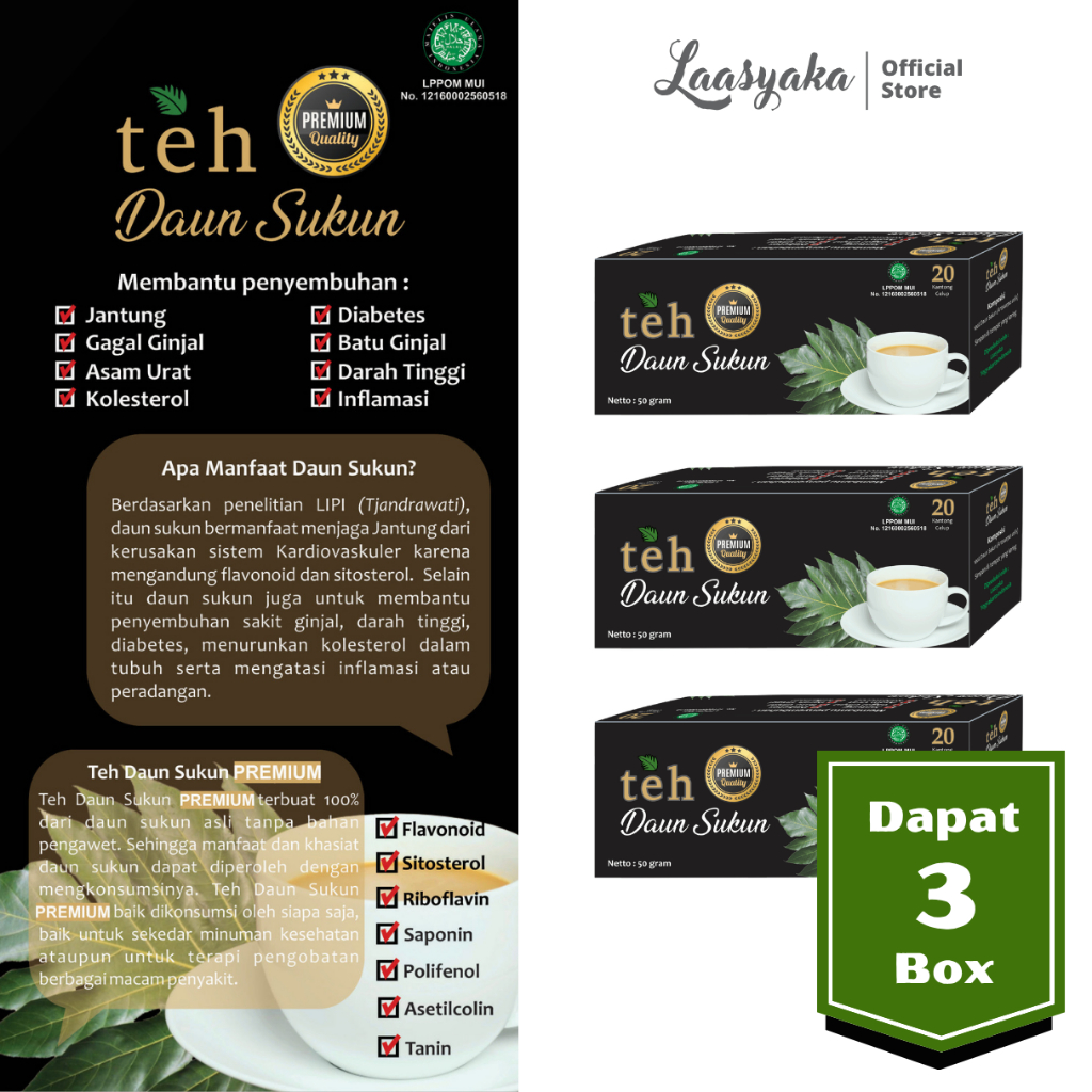Teh Daun Sukun Premium Laasyaka ( Dapat 3 Box )