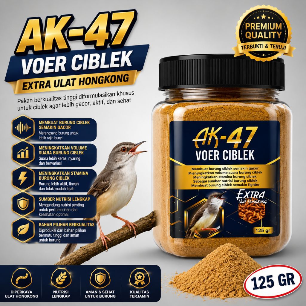 SEMPATI AK 47 VOER CIBLEK SEMPATI - 125gr Extra Ulat Hongkong Pakan Voer Pur Burung Ciblek Kristal S